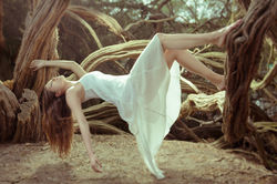 against the tree