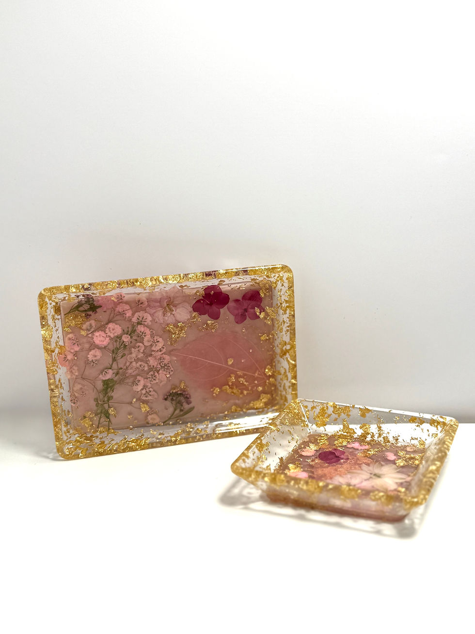 Pressed Flower Resin Tray Set – Jewelry, Vanity & Entryway Catch-All