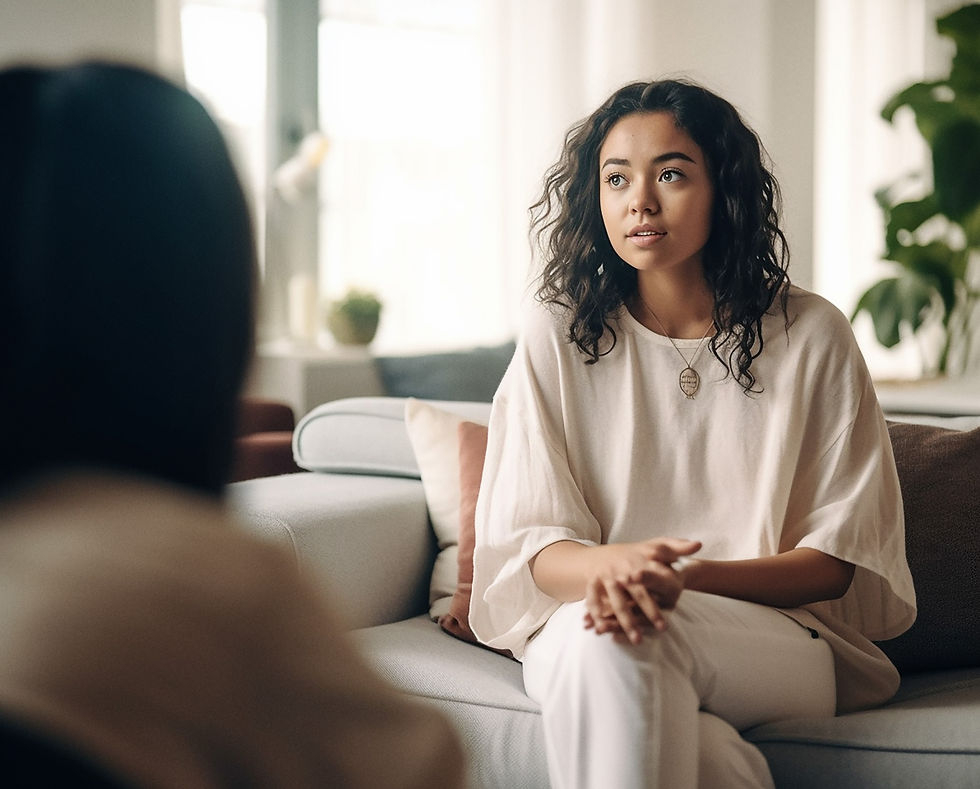 Woman receiving spiritual services during a consultation.