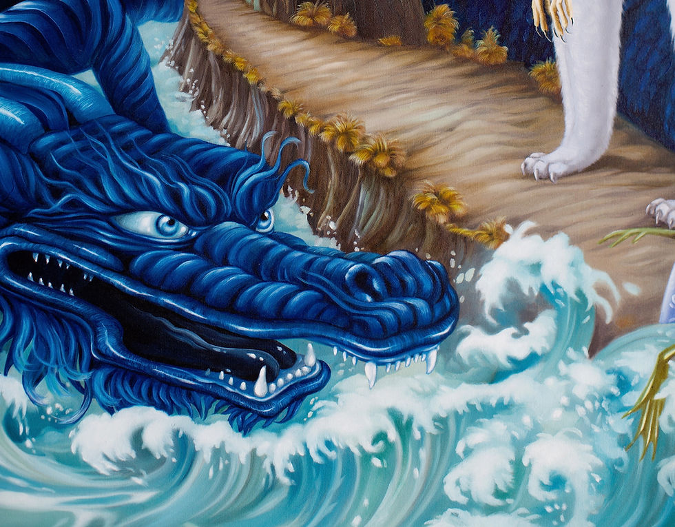 Thumbnail: blue chinese dragon painting