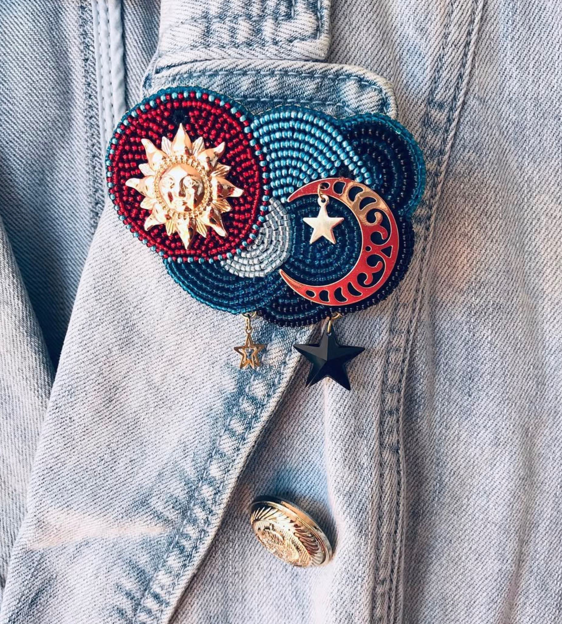 Brooch Sun and Moon