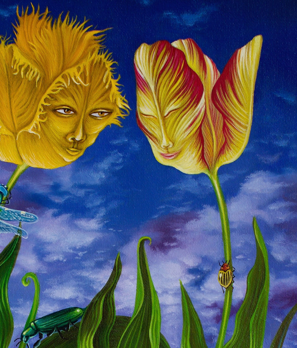 Thumbnail: painting of tulip flowers surrealism style yulia pustoshkina