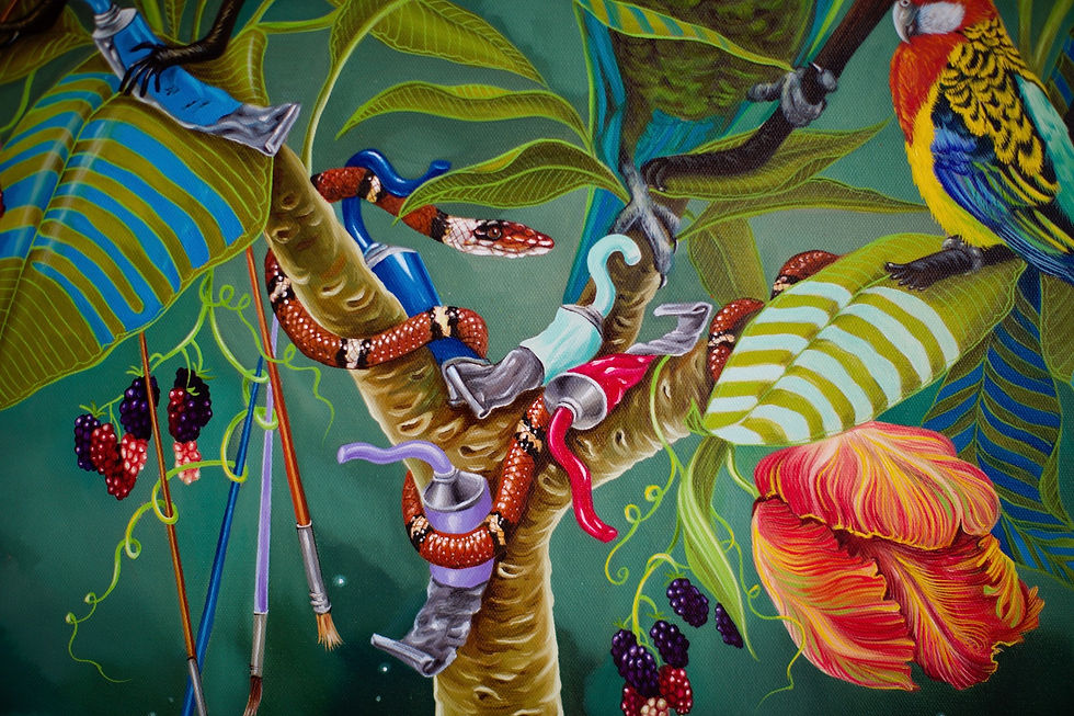 Thumbnail: snake and small birds artwork