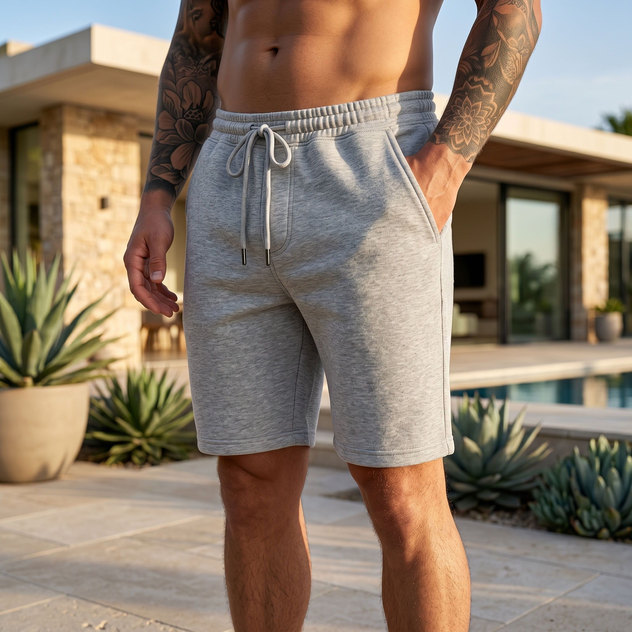 EX-CON Gray Men’s Fleece Shorts – Premium Lounge Shorts
