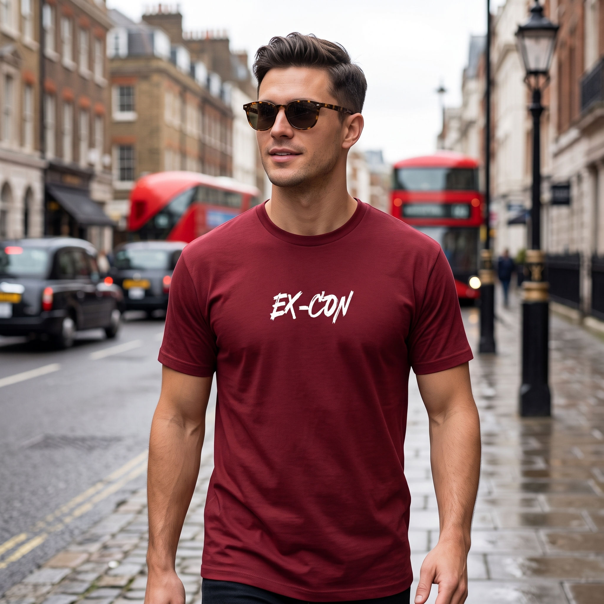 EX-CON Premium Heavyweight Maroon T-Shirt