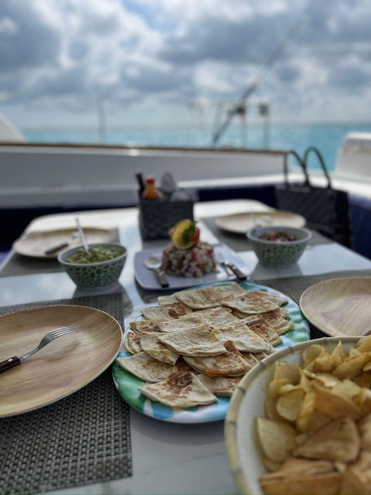Upper Dining 44ft Sunshine Catamaran El Cielo Cozumel