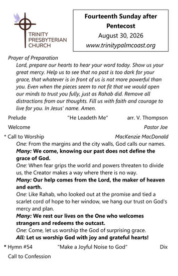 Link and Image of the the first page of the Bulletin for August 30, 2026