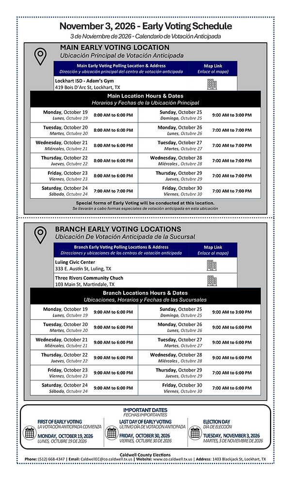 Early Voting Polling Locations Caldwell County_2026 November 3-1.png