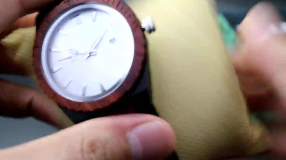 Thumbnail: Men's Custom Engrave Ebony & Rose Wooden Watch - Personalize Your Watch