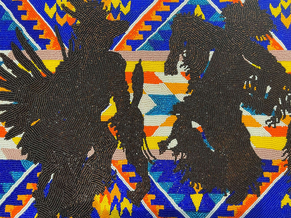 Thumbnail: "Grand Entry" Hand-beaded Indigenous Canvas Wall Art