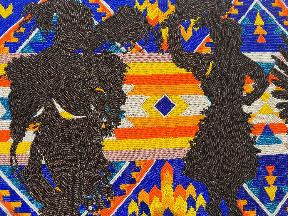Thumbnail: "Grand Entry" Hand-beaded Indigenous Canvas Wall Art