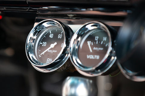 Chevy Classic Car oil and temp gauge photographer