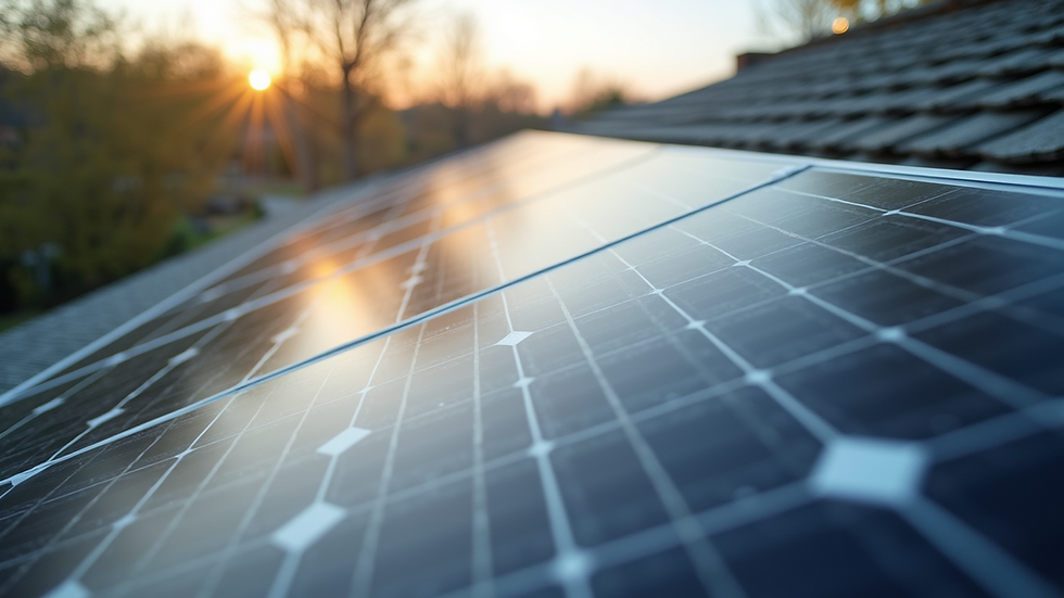 Eye-level view of a solar panel installation on a residential roof