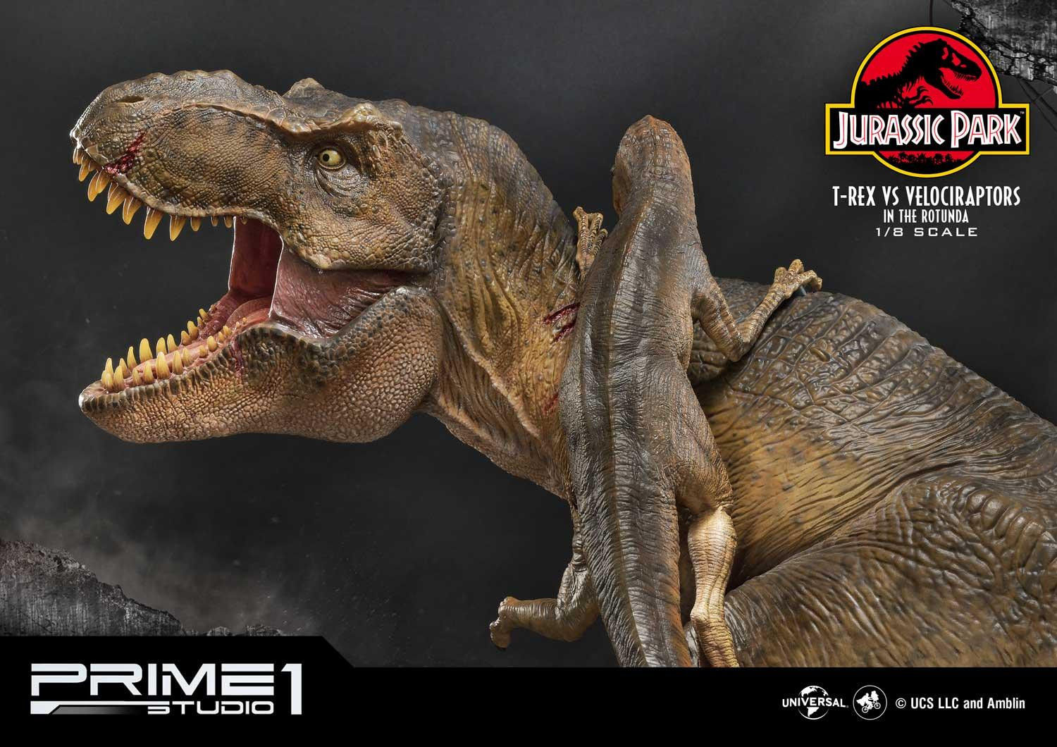 PRIME1STUDIO 1/8 : T-REX VS Velociraptors in the Rotunda