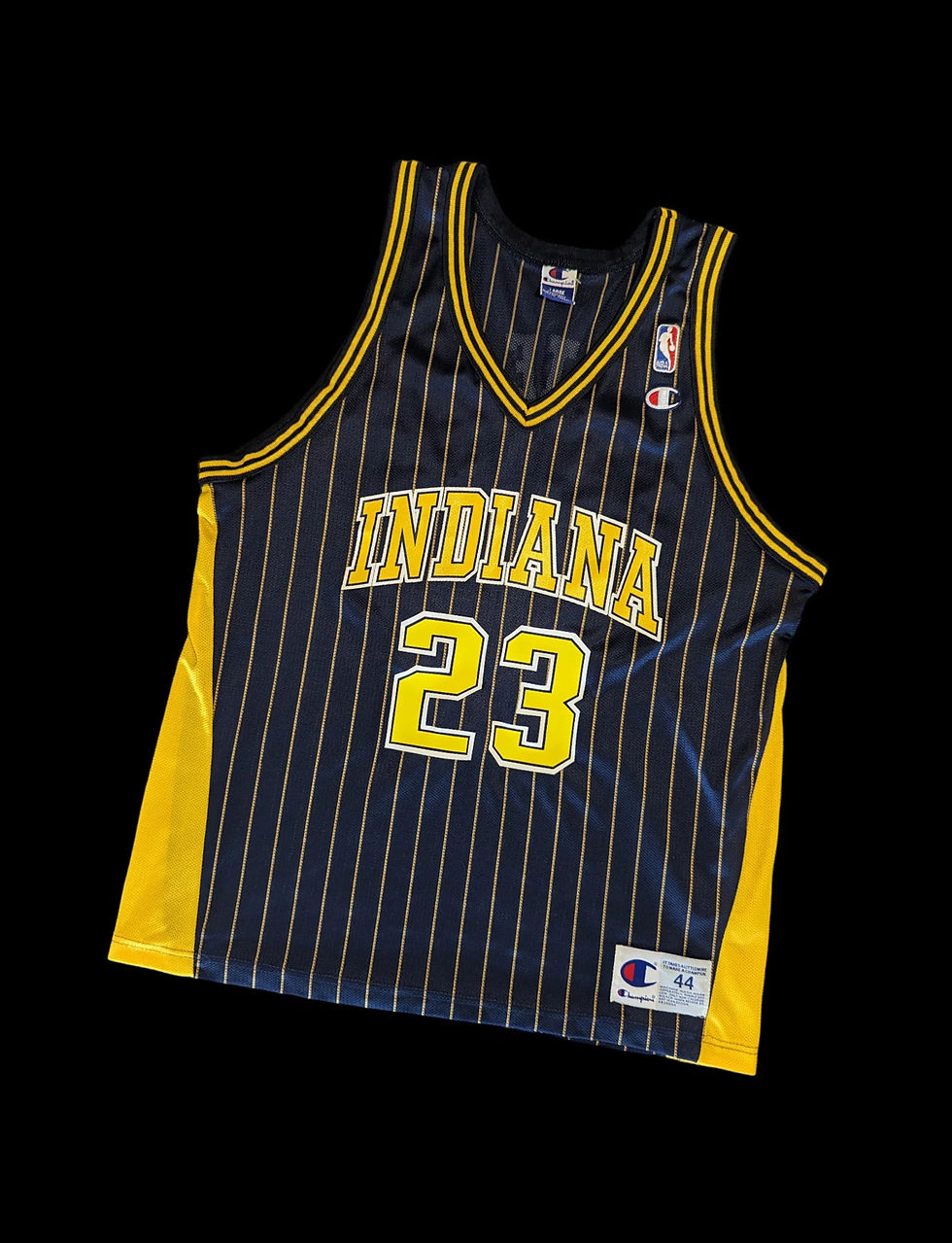 Here's the front view of a blue Indiana Pacers Ron Artest Champion Jersey Size 44