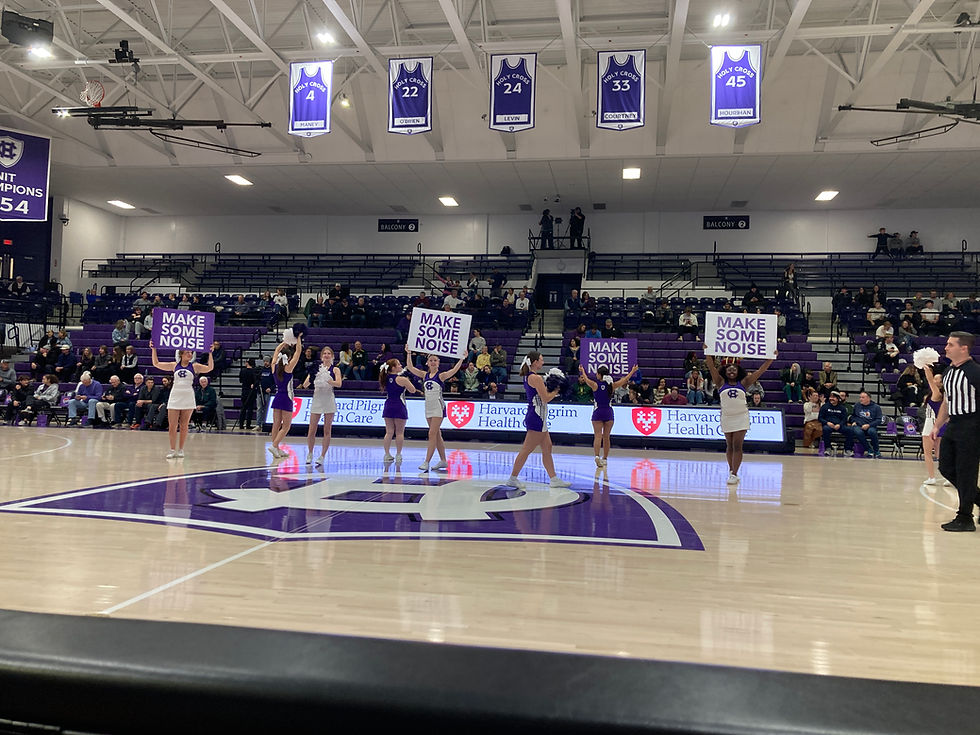 Cheerleaders at Holy Cross. Photo by Paul Baker, Stadium Journey.