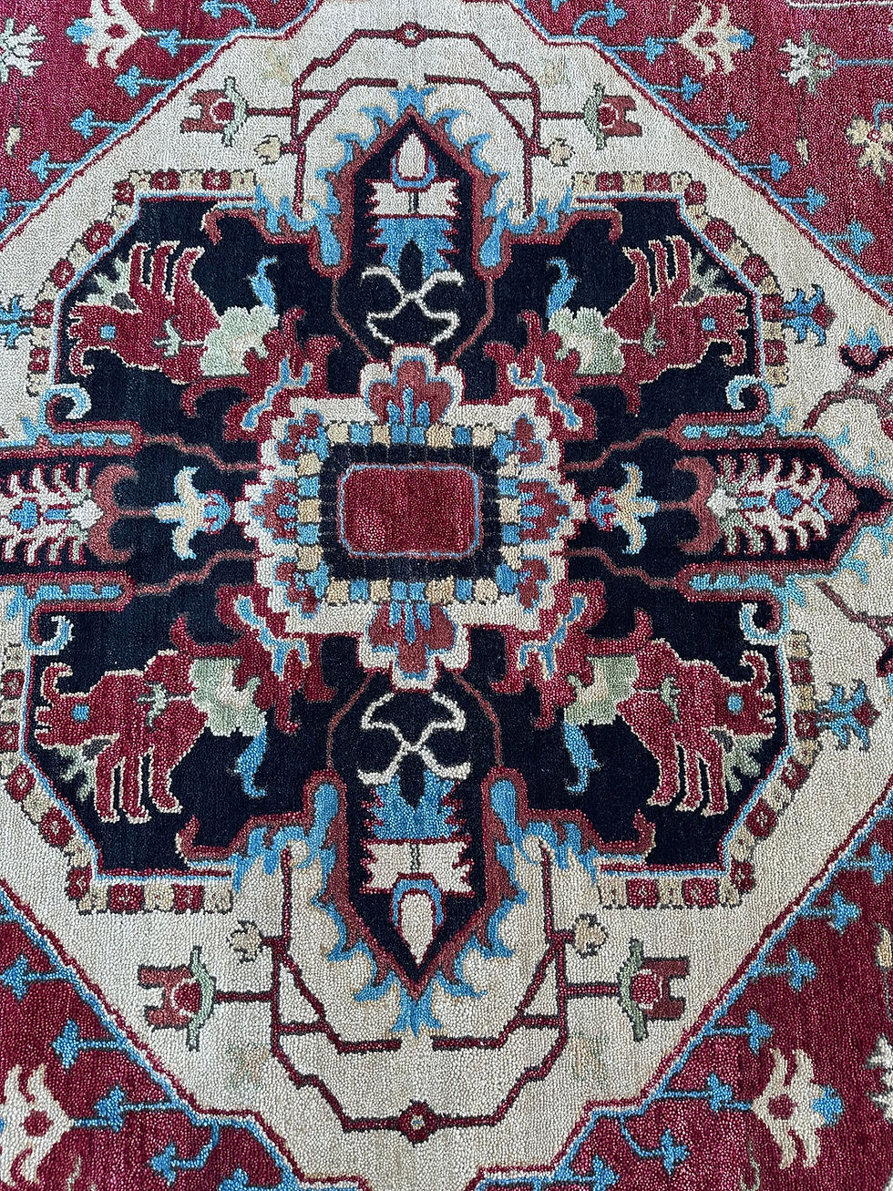 Thumbnail: Brand New Handmade Indian Rug, Persian Heriz Design (Also Sold as Pair)