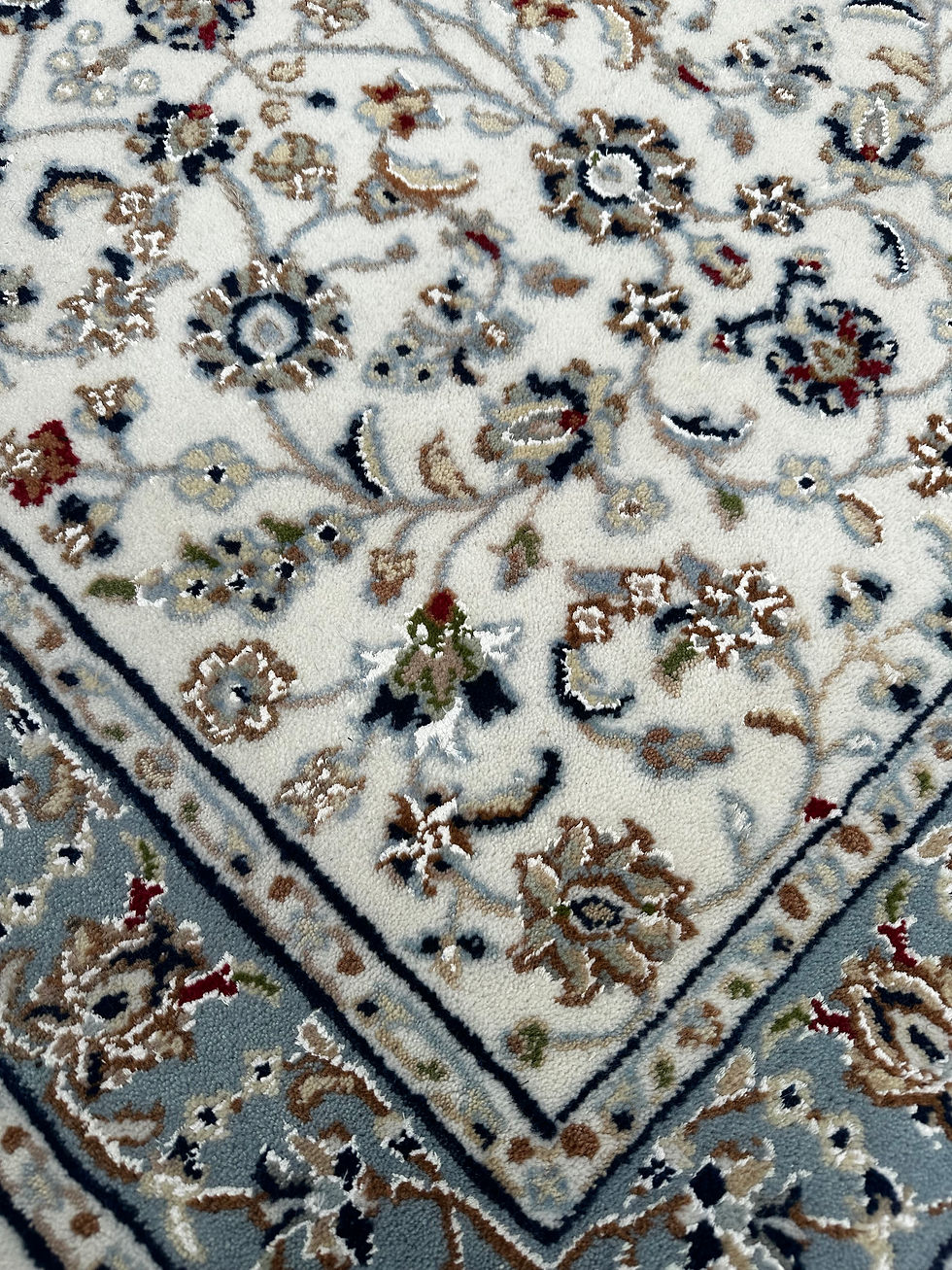 Thumbnail: Handmade Fine Quality White Floral Runner, Persian Nain Design