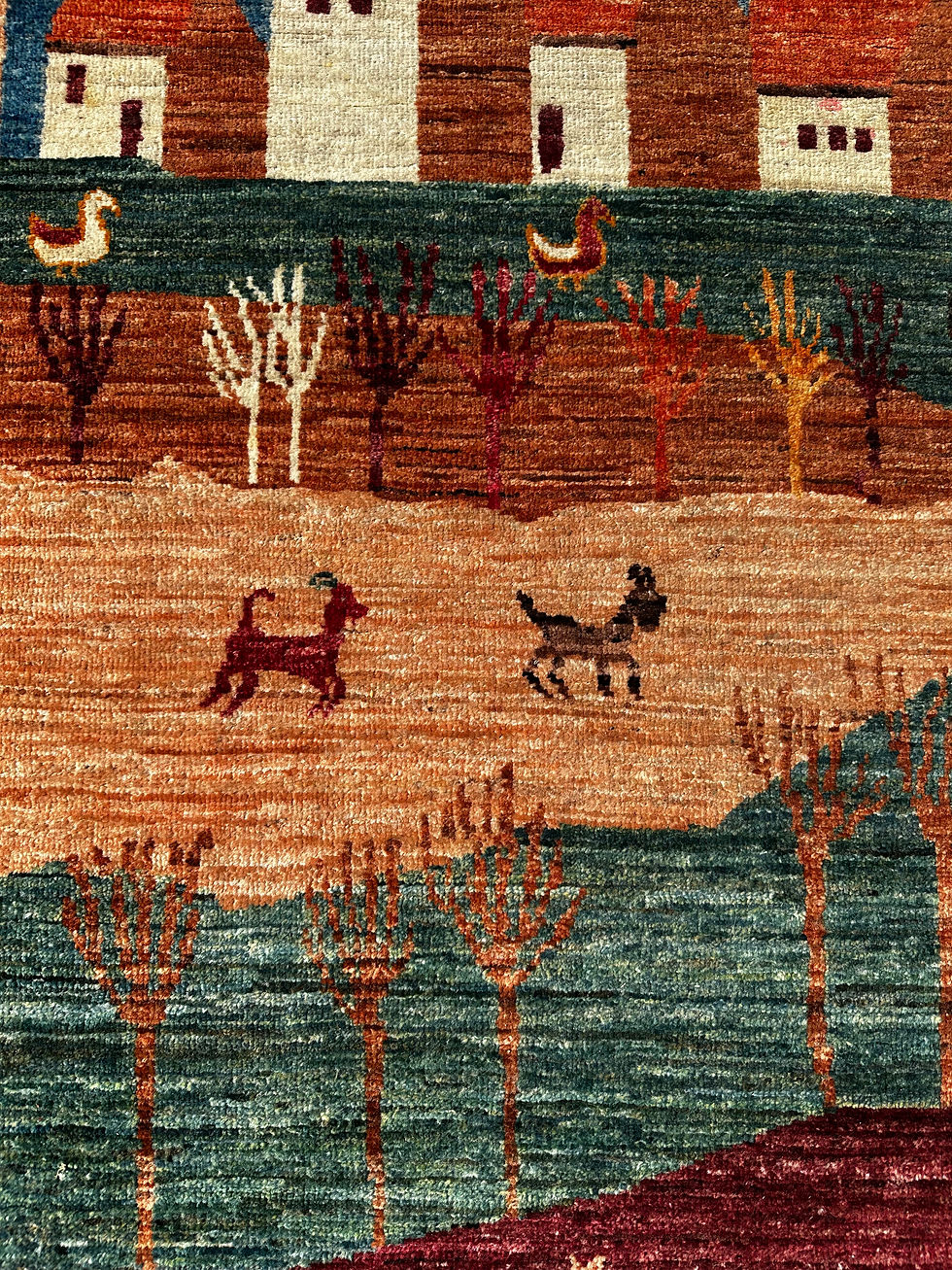 Thumbnail: Handmade Pakistani Pictorial Runner, Persian Gabbeh Design