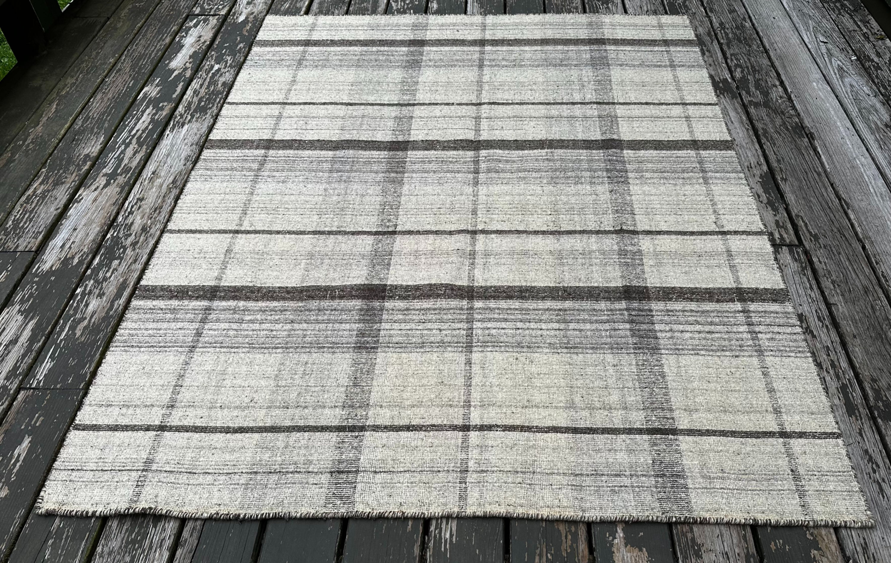 Handmade Indian Drugget Rug, Sturdy Flat Weave