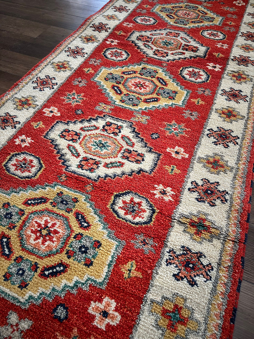 Thumbnail: Orange & Yellow New Kazakh Design Runner Handmade in India