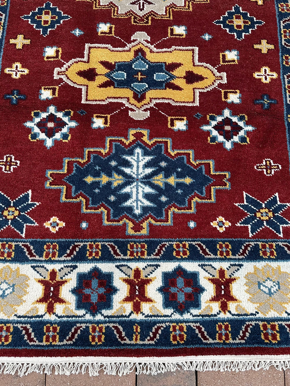 Thumbnail: Brand New Kazakh Design Rug Handmade in India, Thick & Soft (Also Sold as Pair)