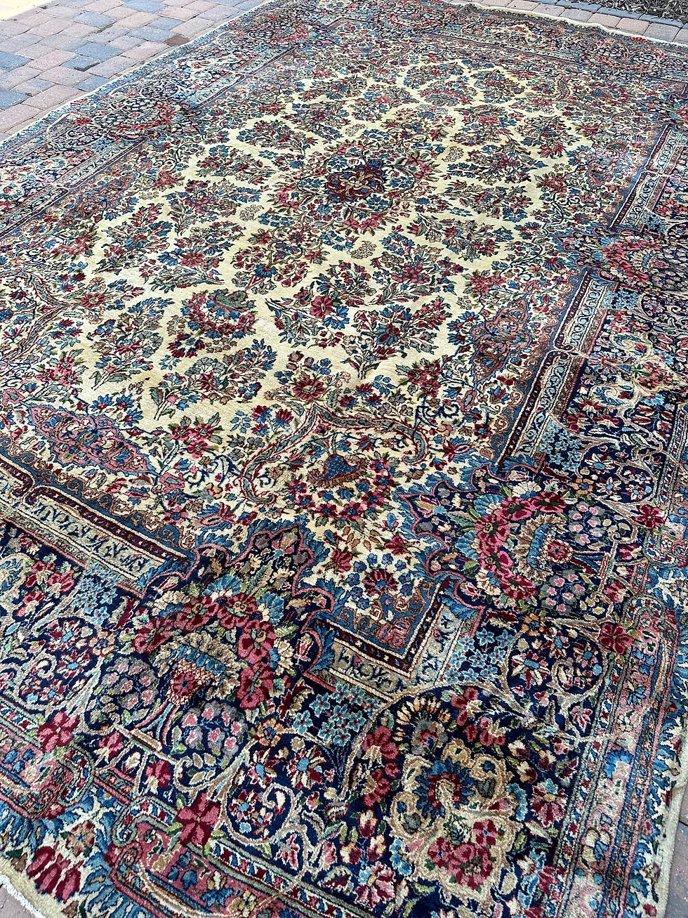 Thumbnail: Vintage Handmade Persian Kerman Rug, Stunning Floral Details,Mint Condition