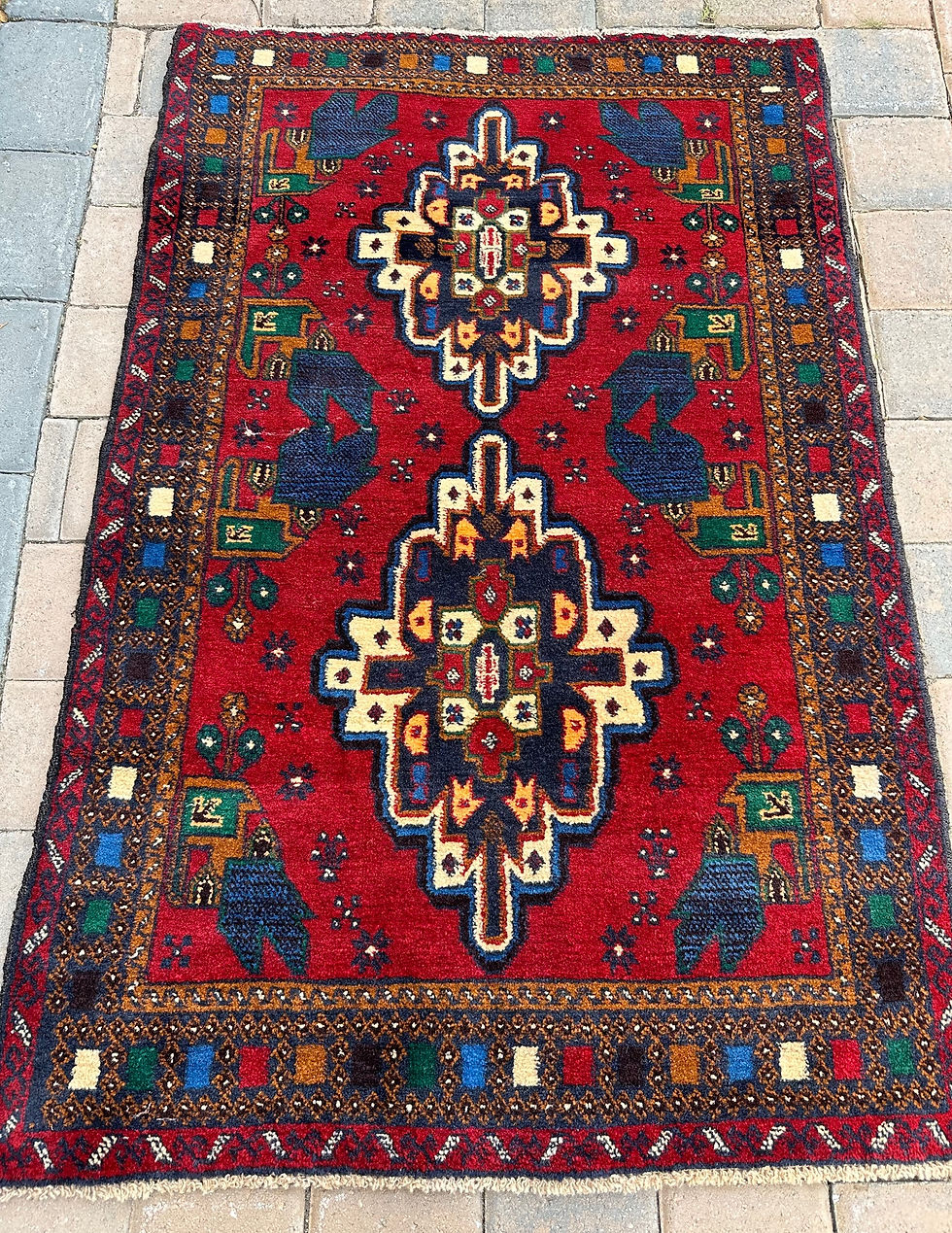 Thumbnail: Handmade Colorful Afghan Baluch Tribal Accent Rug
