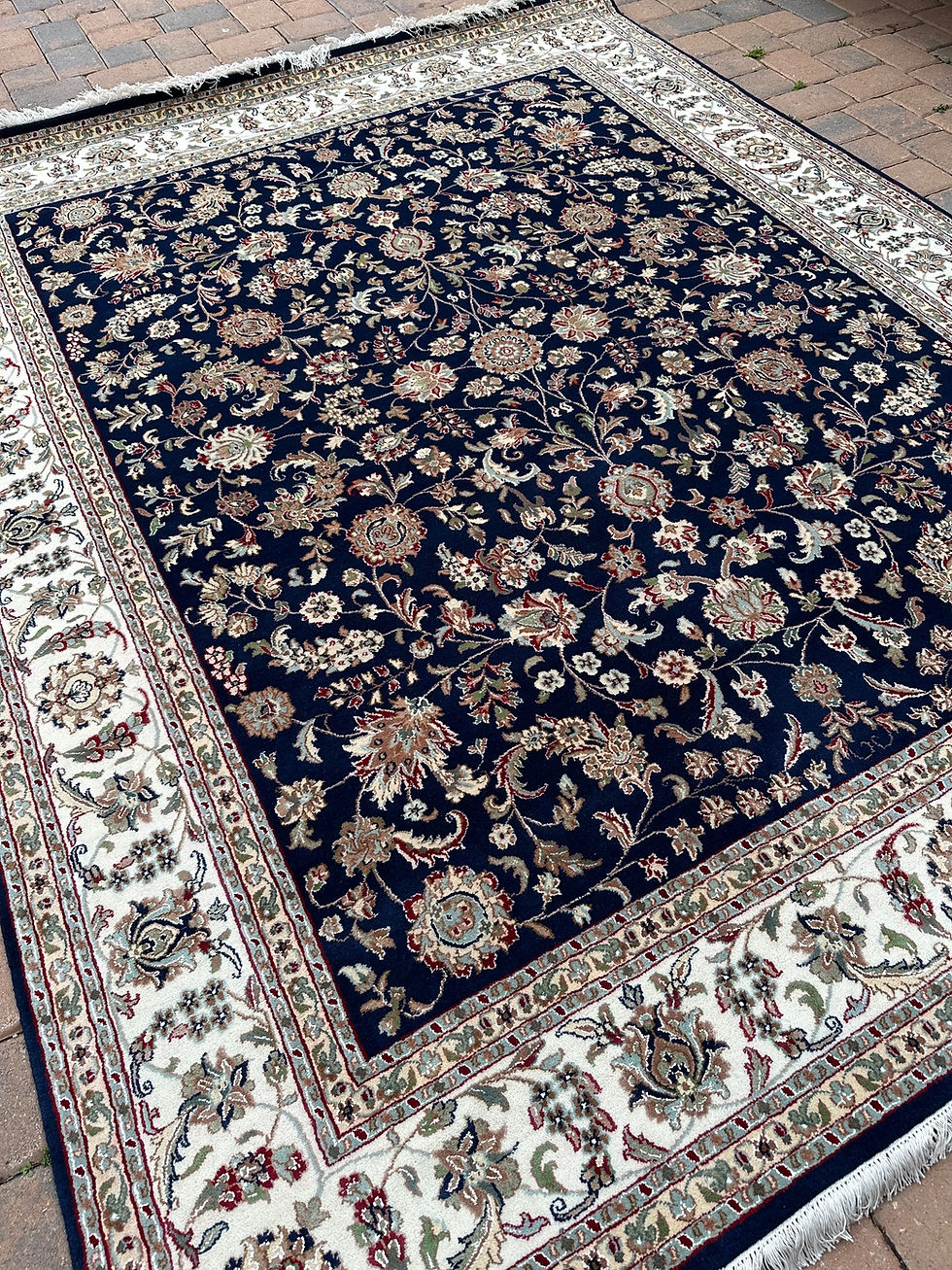 Thumbnail: Handmade Blue & White Indian Rug, Persian Nain Allover Design