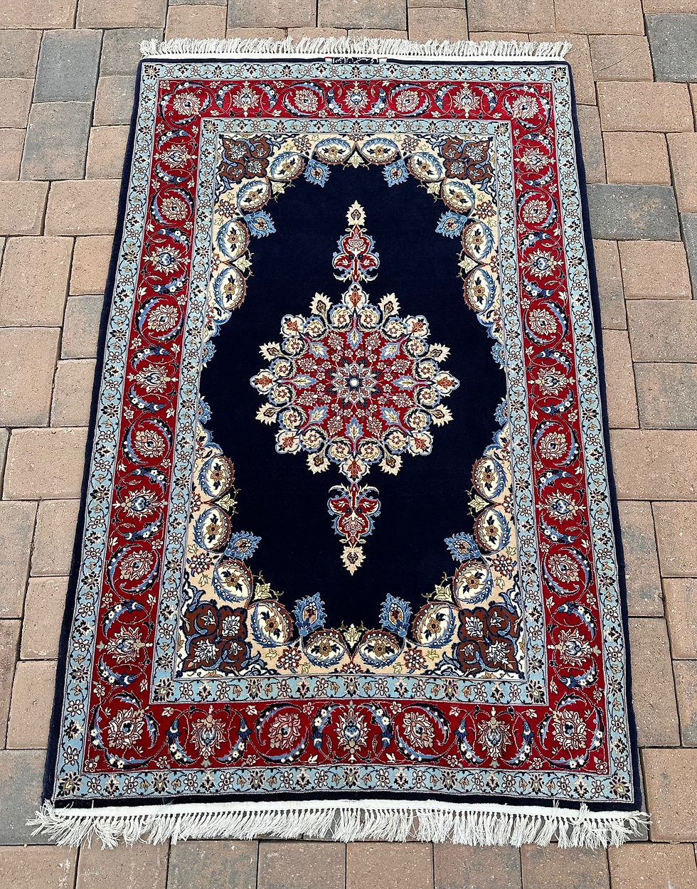 Thumbnail: Exquisite Signed Masterpiece,Handmade Vintage Persian Esefehan SilkAccents