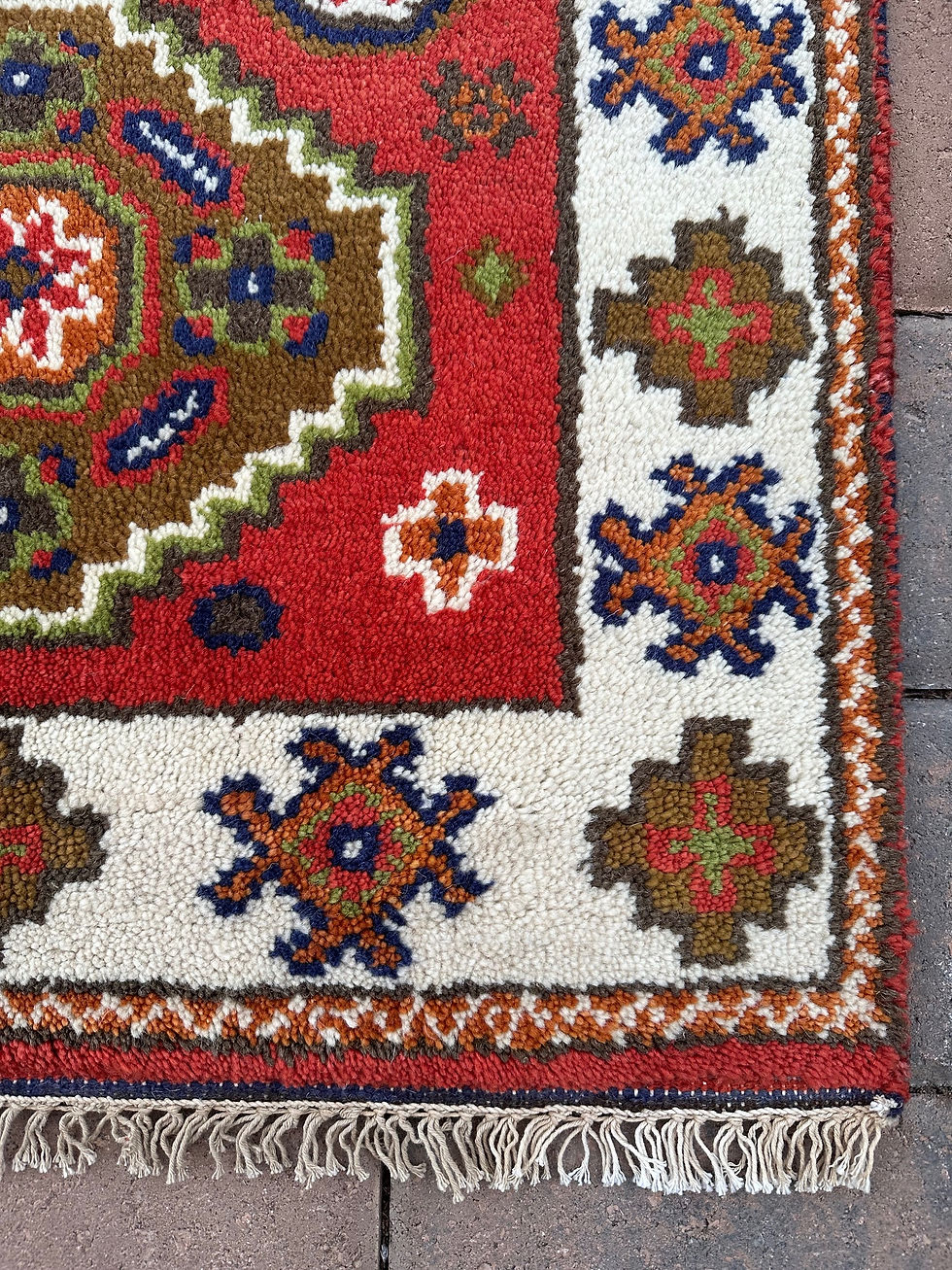 Thumbnail: Handmade Brand New Orange & White Indian Kazakh Runner