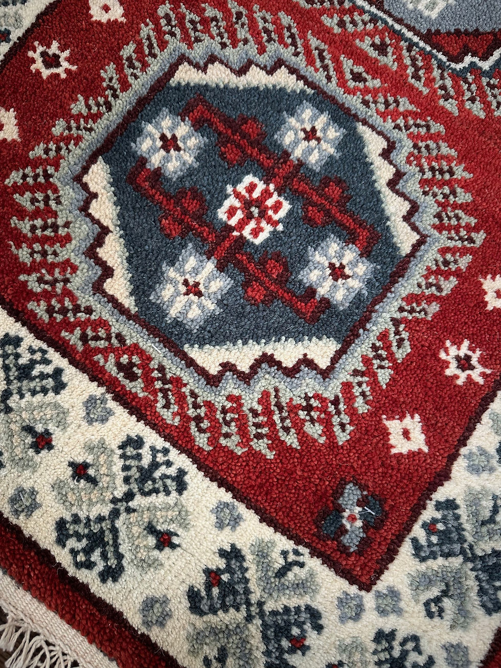 Thumbnail: Handmade Brand New Small Geometric Runner, Also Sold as Pair