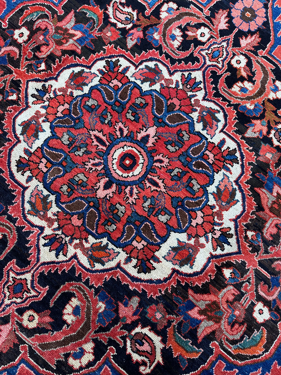 Thumbnail: Vintage Handmade Coral & Blue Persian Bakhtiari Area Rug