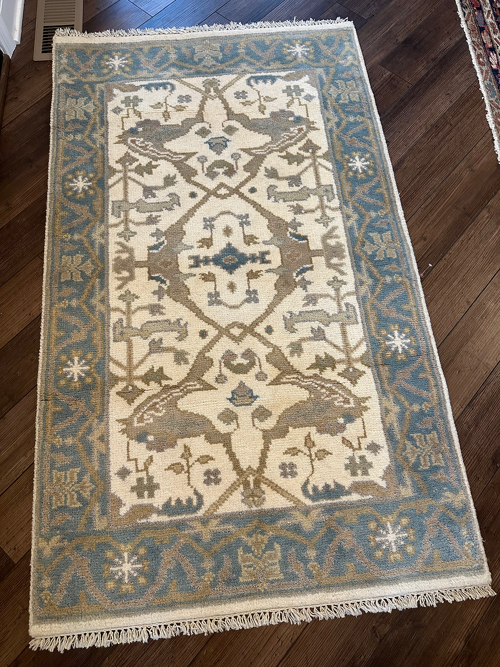 Thumbnail: Handmade New Indian Oushak Accent Rug