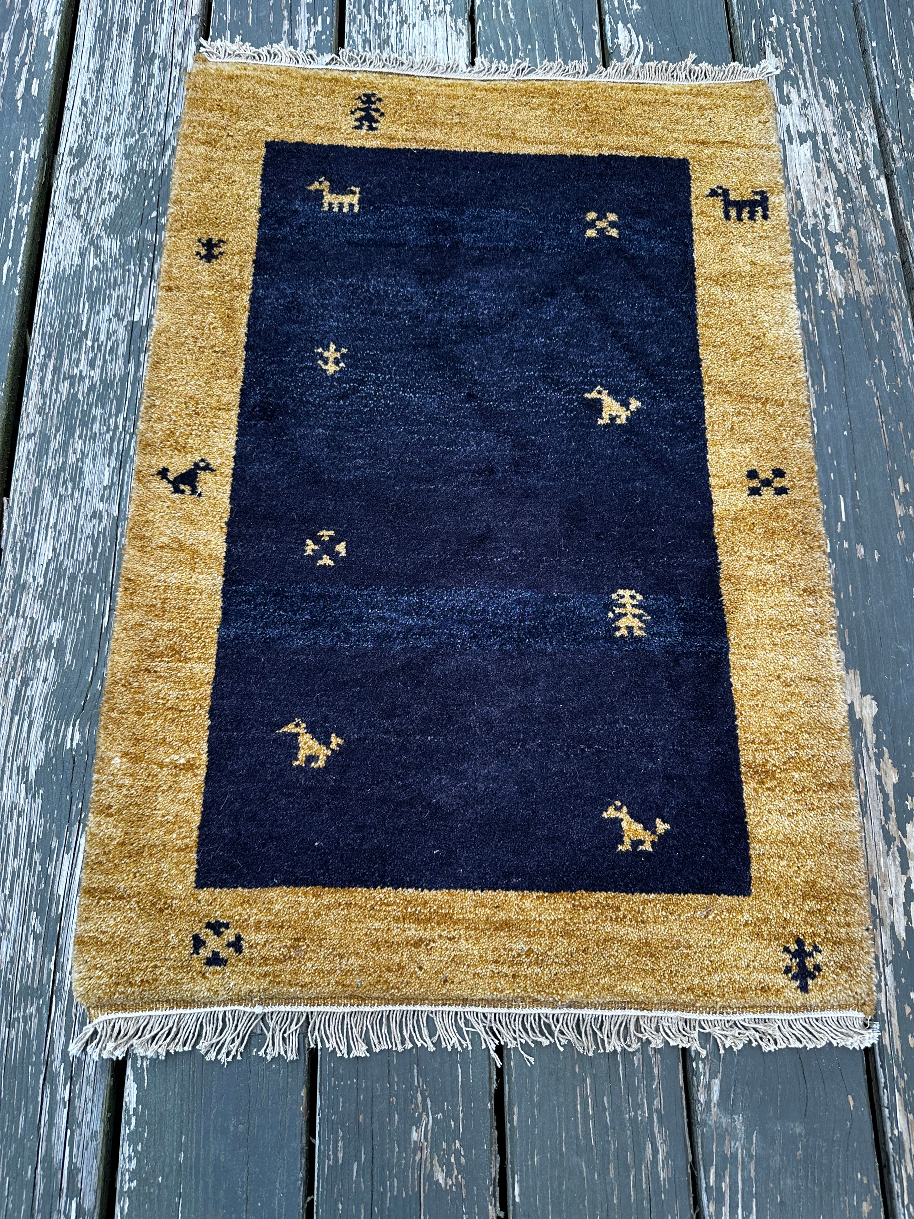 Vintage Handmade Persian Gabbeh Accent Rug