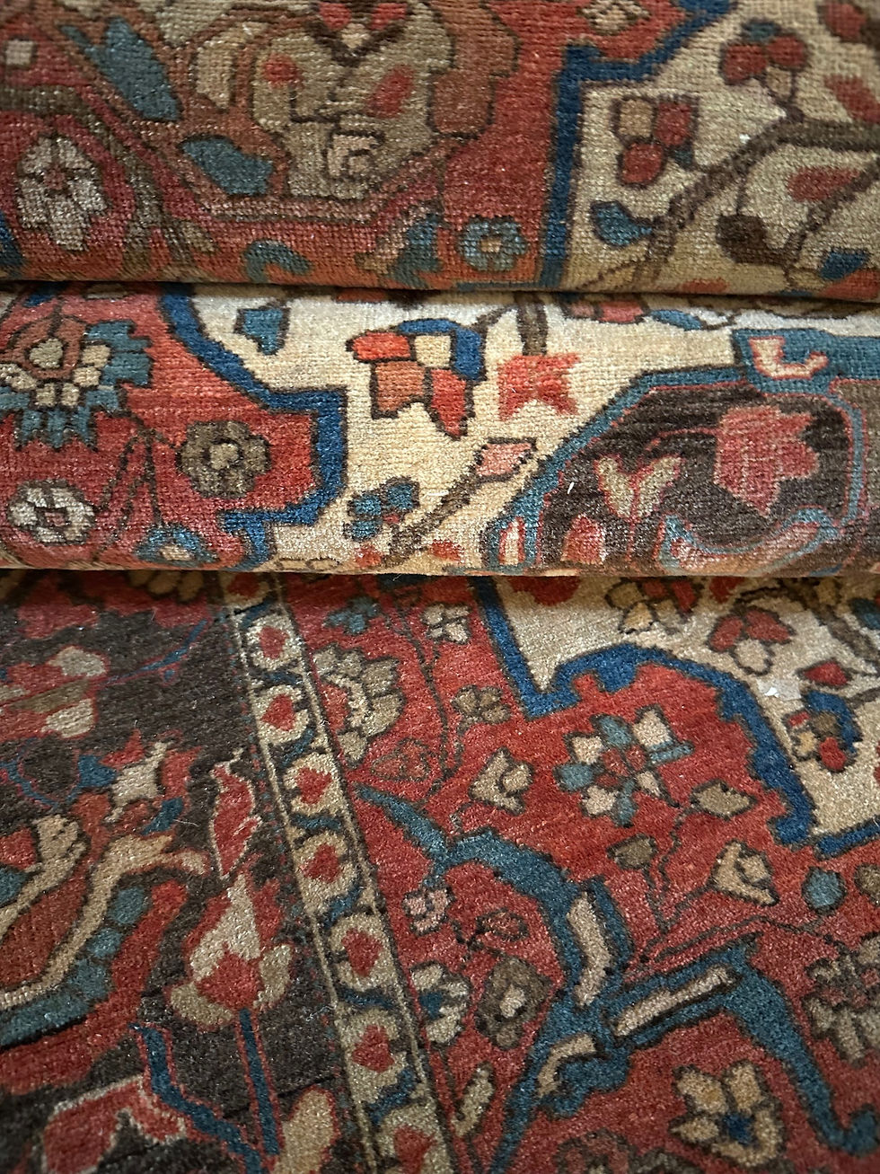 Thumbnail: Antique Persian Sarough Farahan Accent Rug, Early 1900s, Even Low Pile