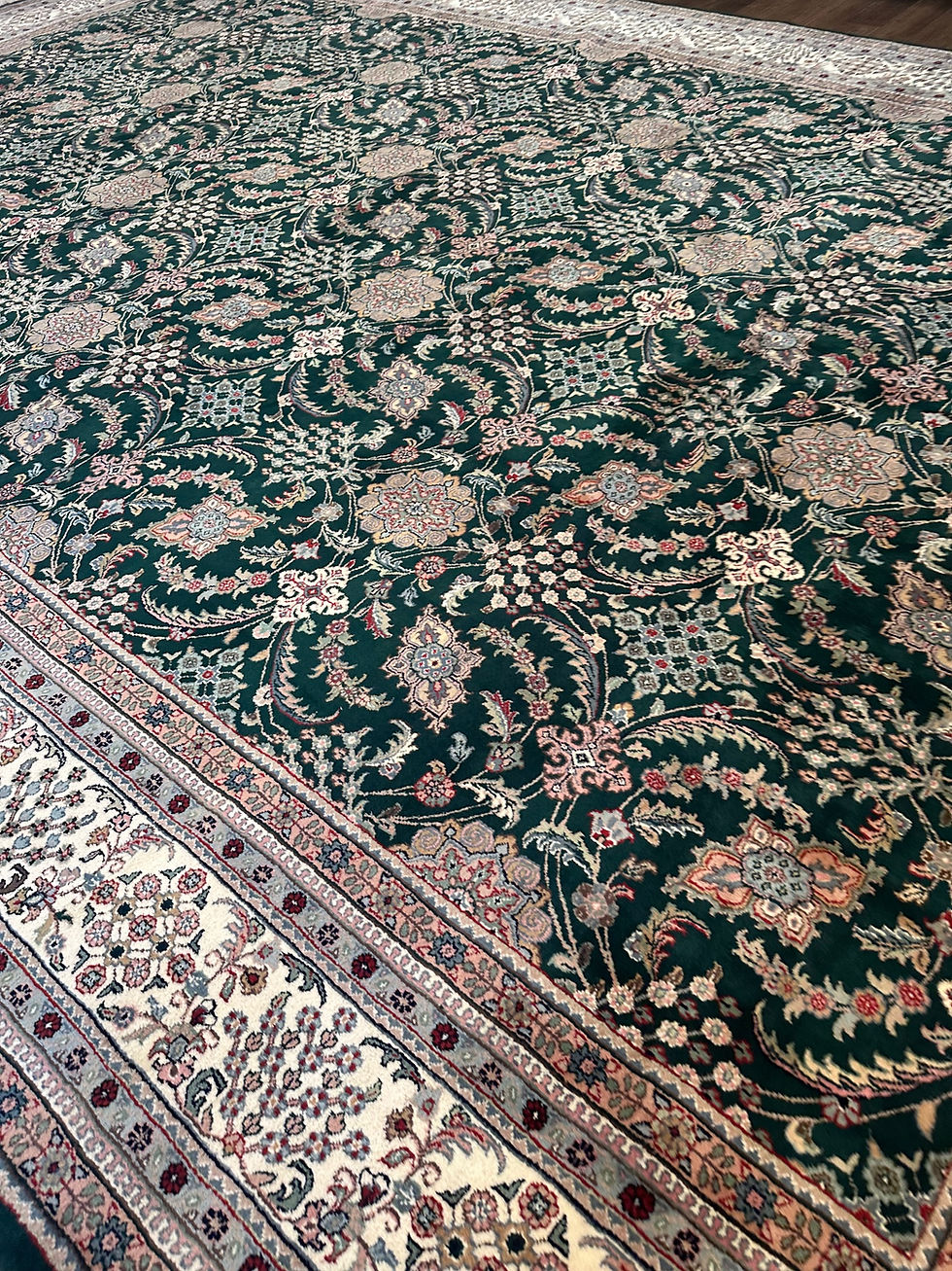 Thumbnail: Brand New Palace Size Hunter Green Rug, Persian Nain Design, Handmae in India