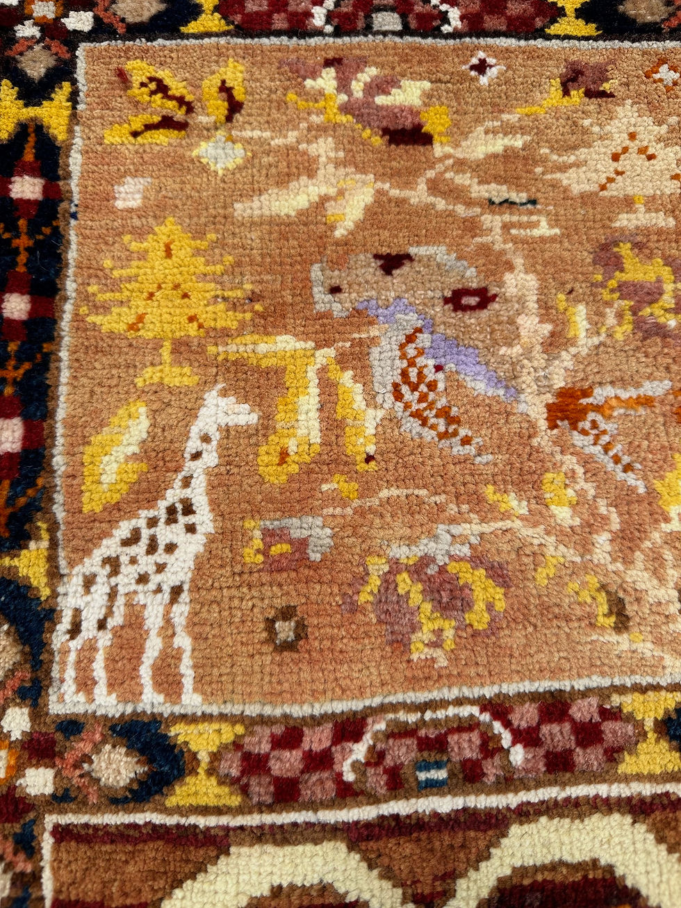 Thumbnail: Handmade Vintage Persian Bakhtiari Rug, Four Seasons Design, Light Distress