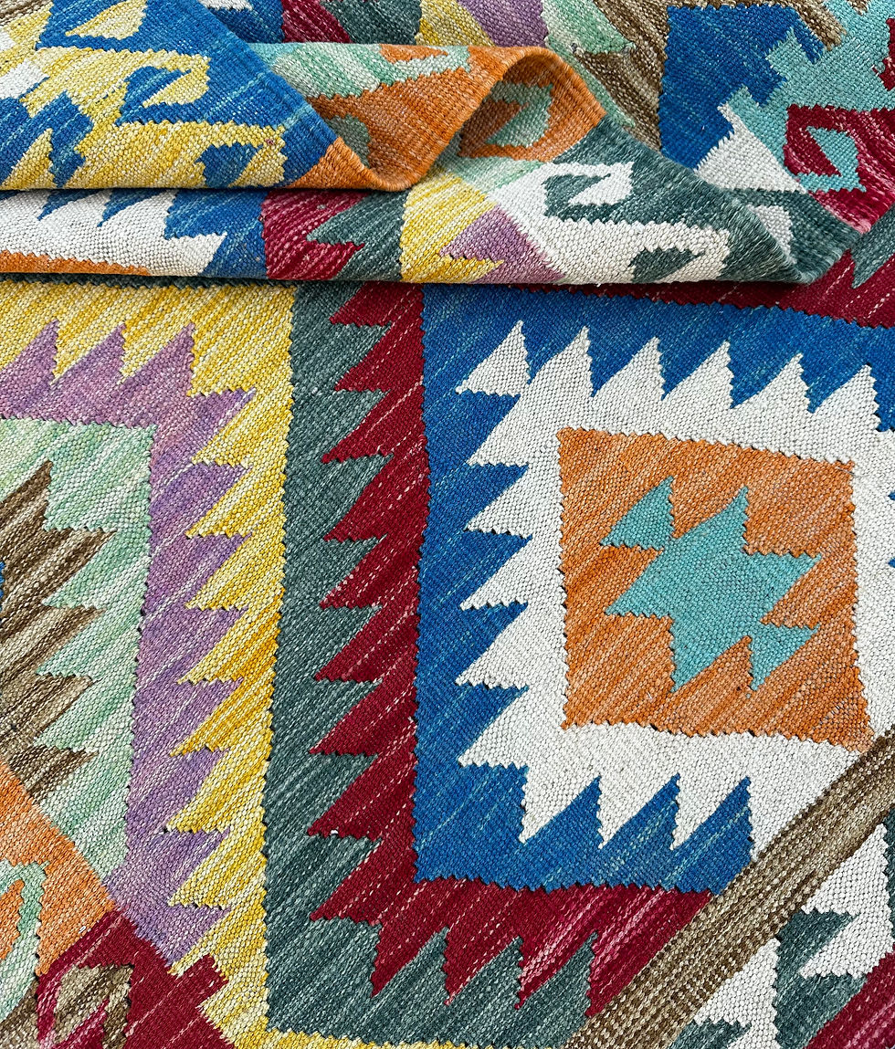 Thumbnail: Handmade Vibrant Geometric Kilim Accent Rug