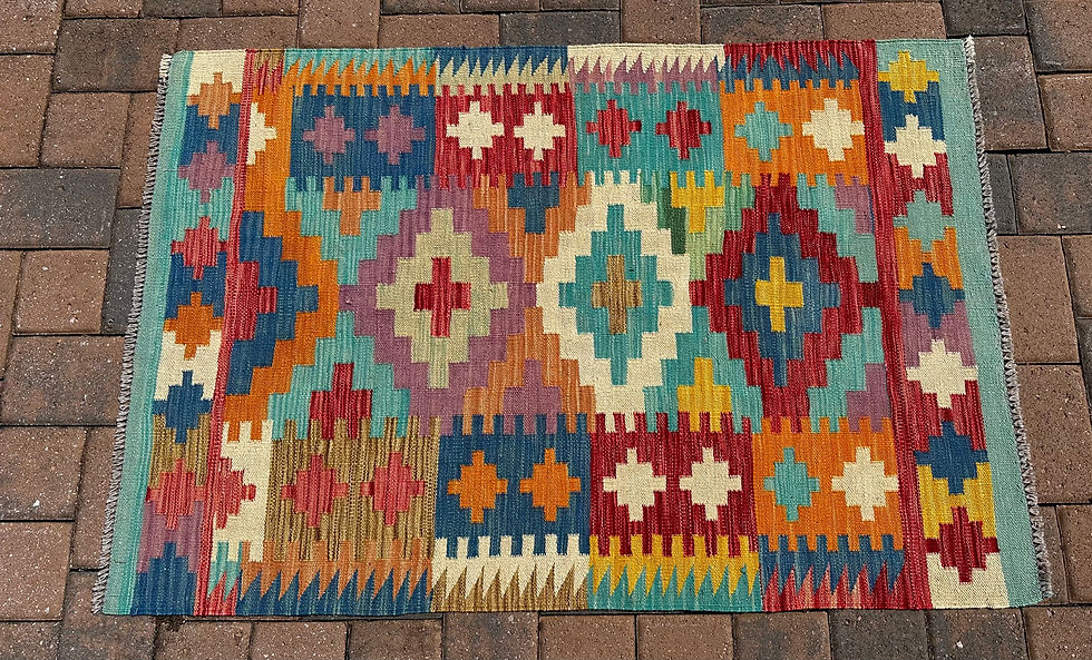 Thumbnail: Vibrant & Colorful Handmade New Kilim Accent Rug