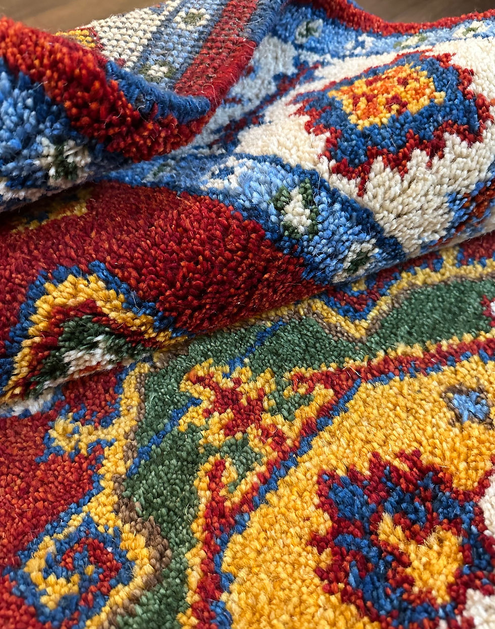 Thumbnail: Brand New Kazakh Design Colorful Accent Rug Handmade in India