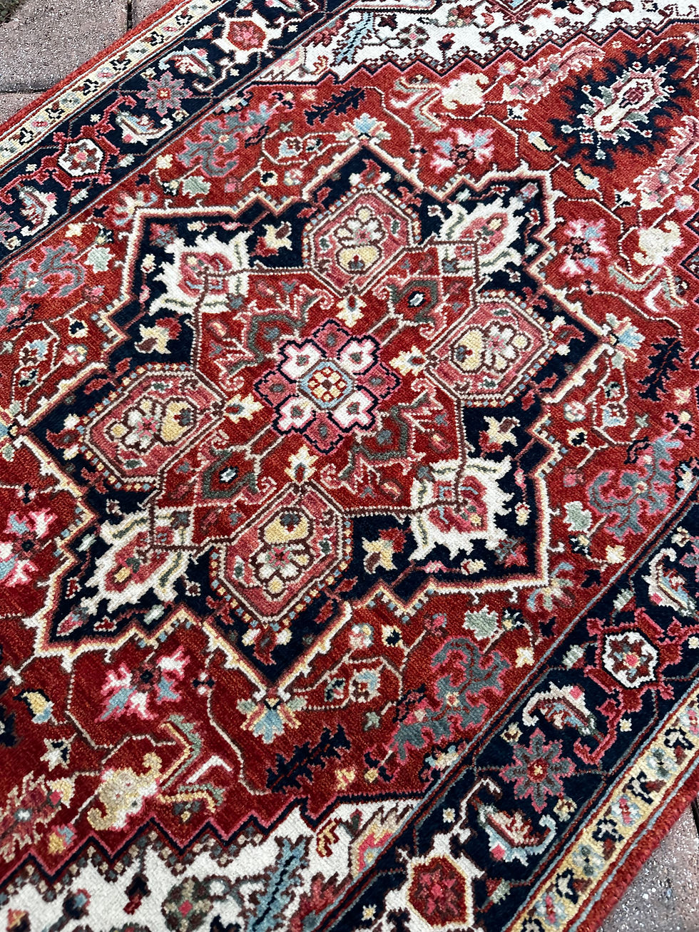 Thumbnail: Handmade New Fine Indian Accent Rug, Persian Heriz Design