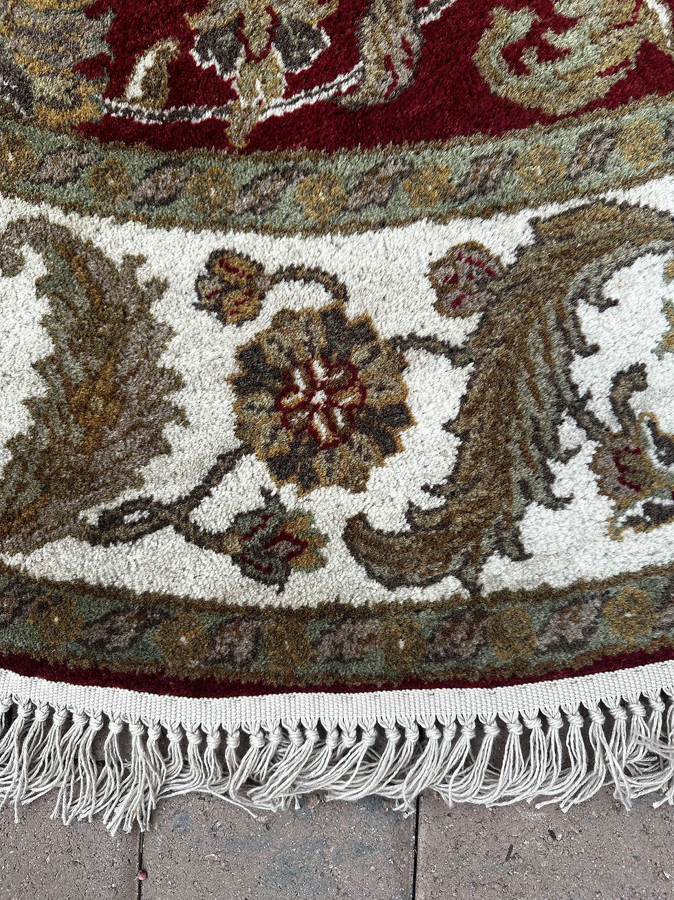 Thumbnail: Handmade New Indian Round Rug, Persian Mashad Design