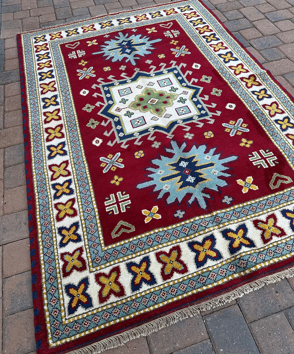 Thumbnail: Brand New Soft & Colorful Kazakh Rug Handmade in India