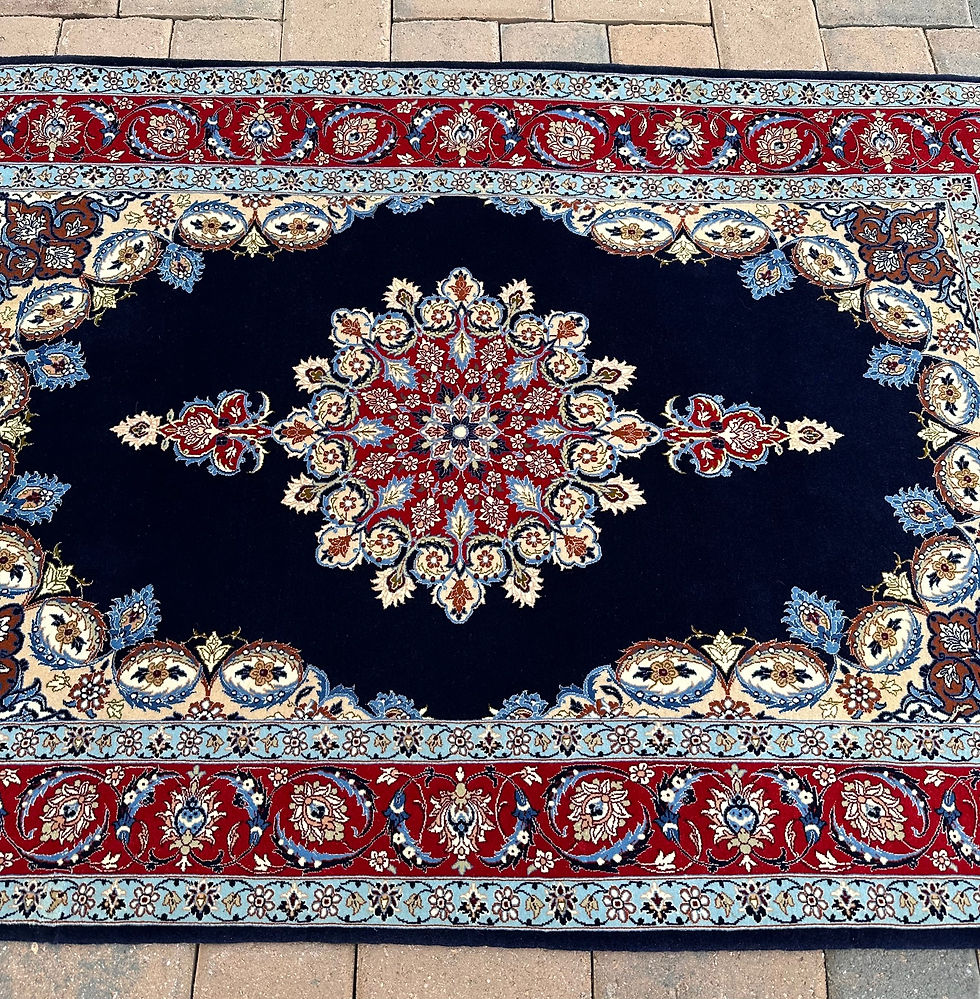 Thumbnail: Exquisite Signed Masterpiece,Handmade Vintage Persian Esefehan SilkAccents
