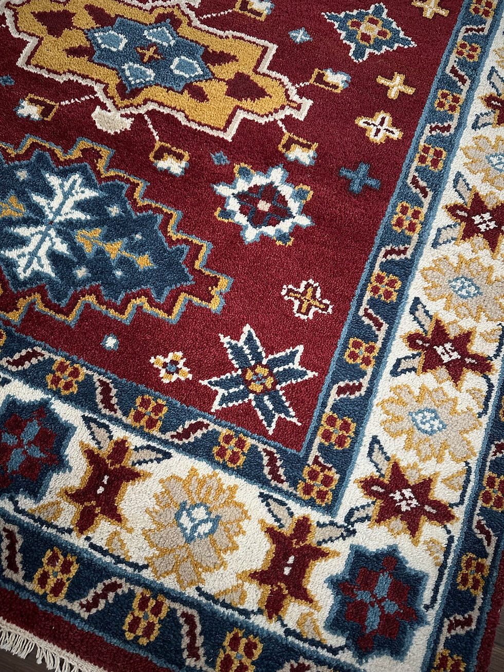Thumbnail: Handmade New Colorful Plush Indian Rug, Tribal Kazakh Design