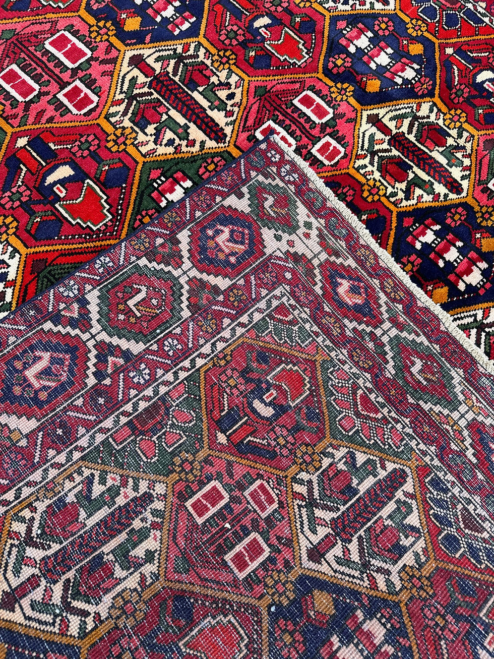 Thumbnail: Handmade Vintage Persian Bakhtiari Four Seasons Rug, Light Distress