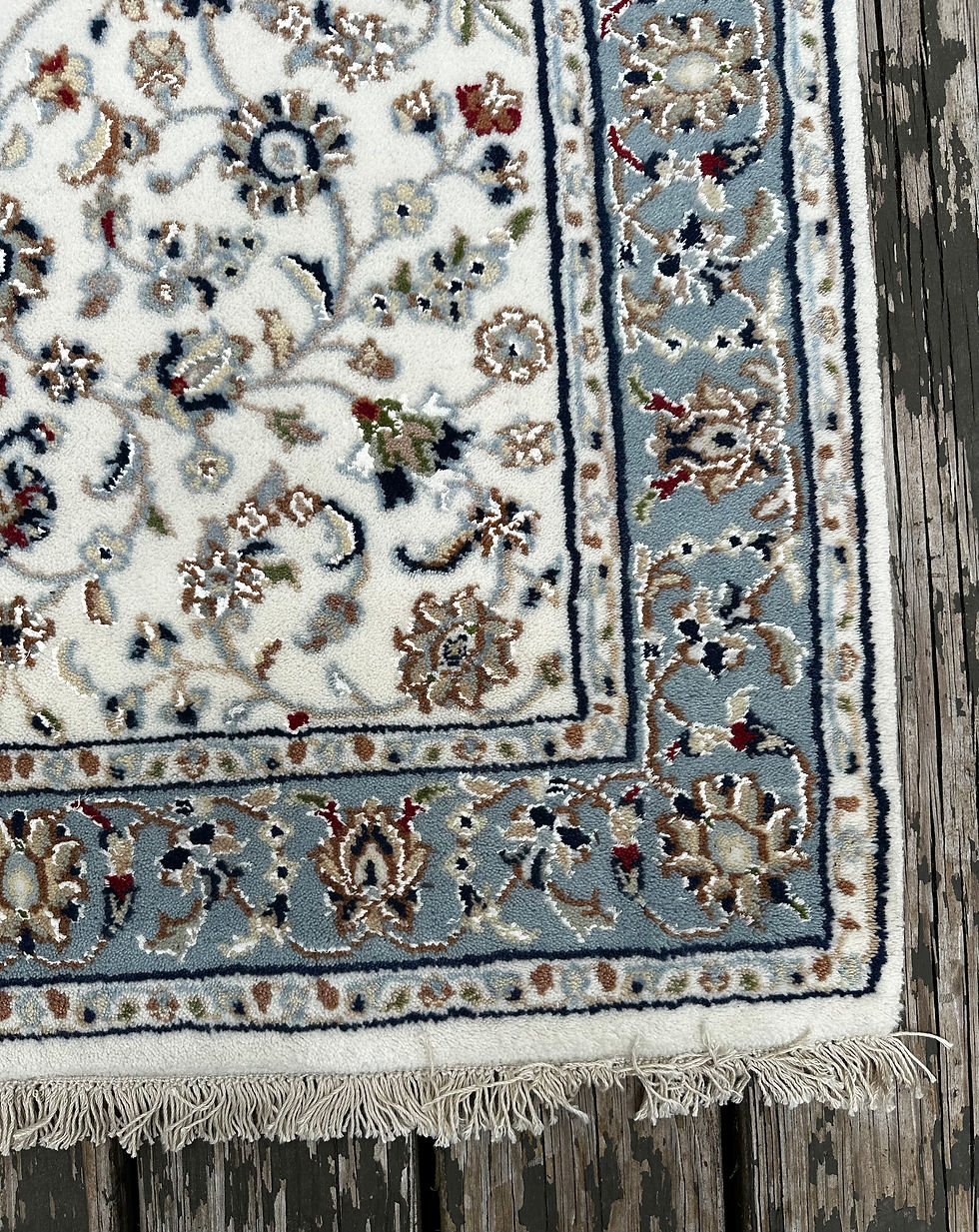 Thumbnail: Handmade Fine Quality White Floral Runner, Persian Nain Design