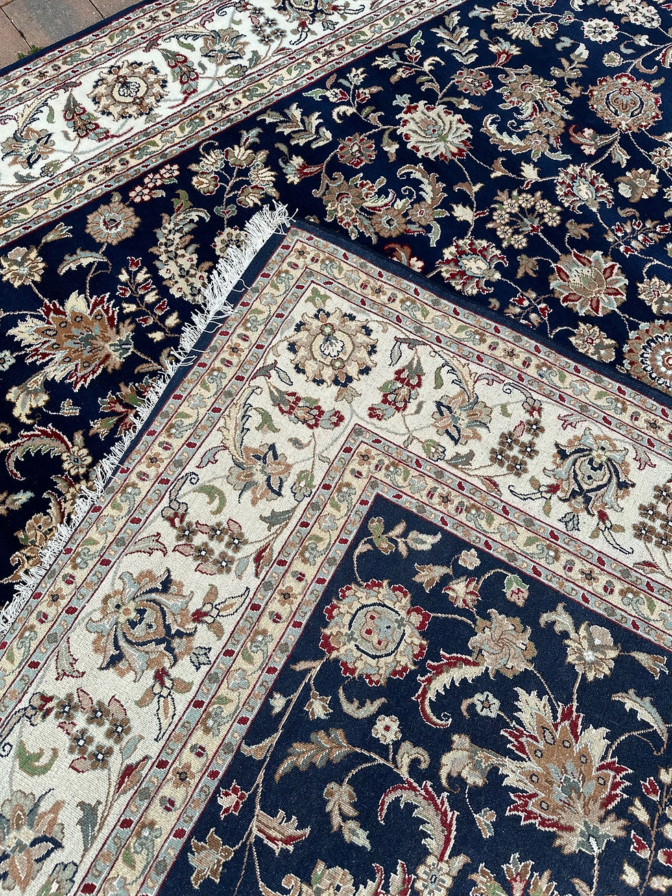 Thumbnail: Handmade Blue & White Indian Rug, Persian Nain Allover Design