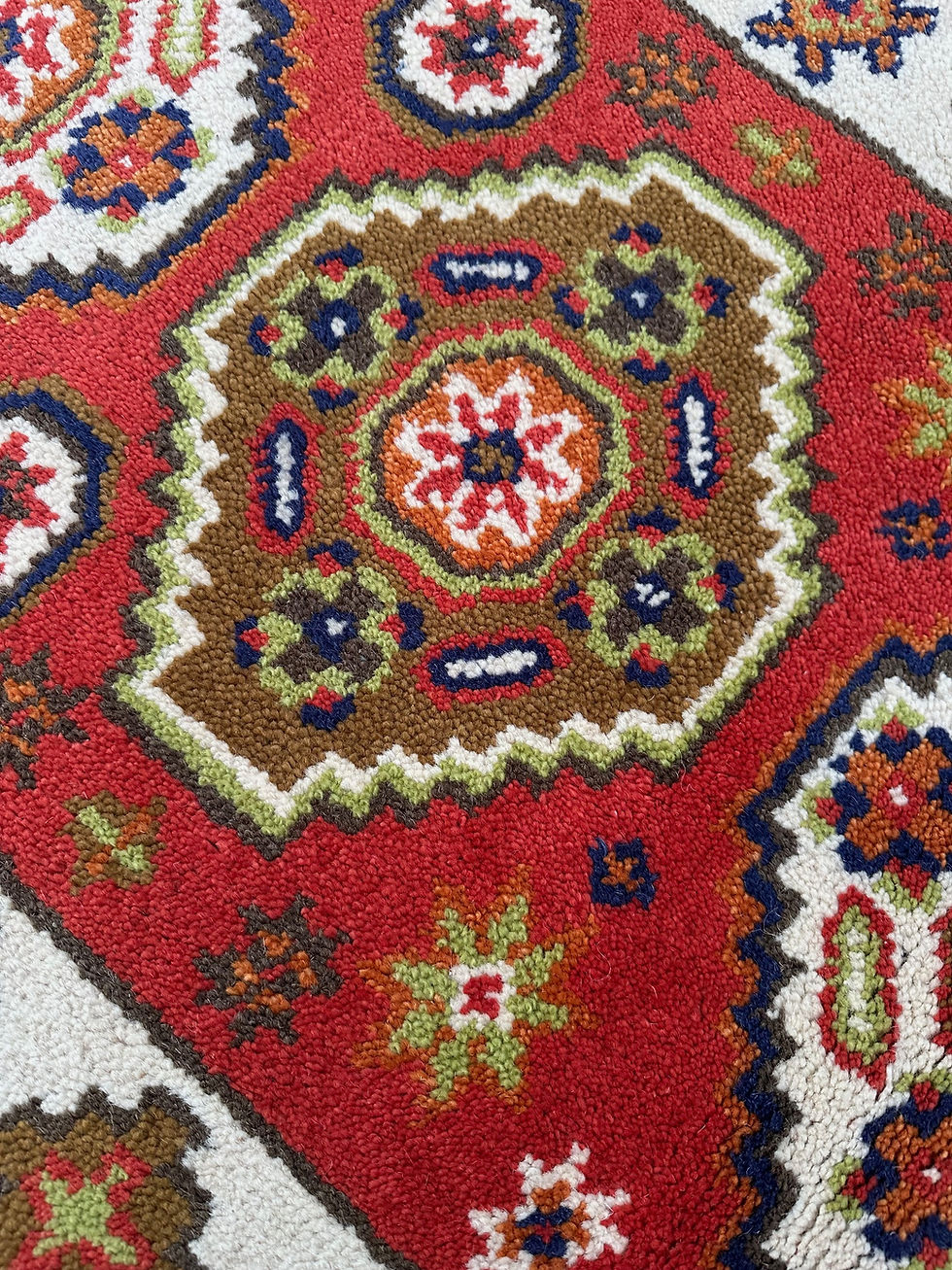 Thumbnail: Handmade Brand New Orange & White Indian Kazakh Runner